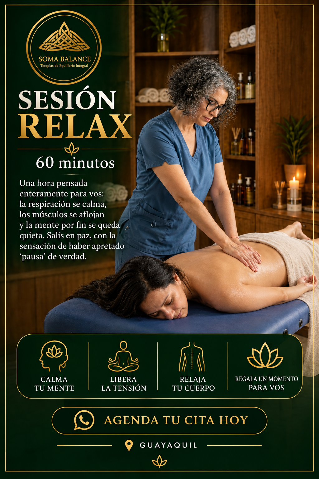 Sesión 60 min de Relax un masaje relajante para desconectar y sentirte mejor
